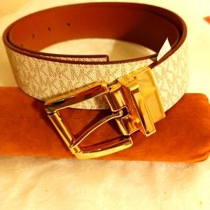 Michael Kors reversible women's belt white and brown 37 inches